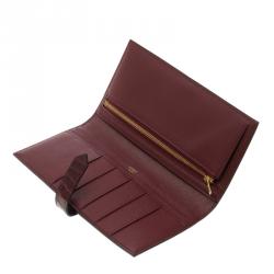 Pre Owned Hermes Burgundy Bordeaux Alligator Bearn Gusset Wallet