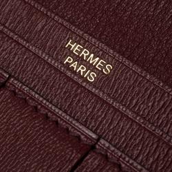 Pre Owned Hermes Burgundy Bordeaux Alligator Bearn Gusset Wallet