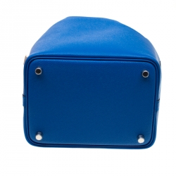 Pre Owned Hermes Blue Izmir Epsom Leather Picotin Lock PM Bag