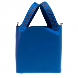 Pre Owned Hermes Blue Izmir Epsom Leather Picotin Lock PM Bag