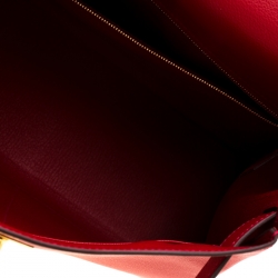 Pre Owned Hermes Rouge Casaque Evercolor Leather Gold Hardware Kelly Retourne 28 Bag