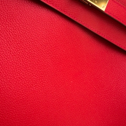 Pre Owned Hermes Rouge Casaque Evercolor Leather Gold Hardware Kelly Retourne 28 Bag