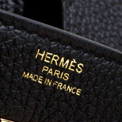 Hermes Black Togo Leather Rose Gold Hardware Birkin 25 Bag