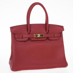Hermes Geranium Taurillon Clemence Leather and Gold Hardware Birkin 30 CM
