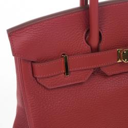 Hermes Geranium Taurillon Clemence Leather and Gold Hardware Birkin 30 CM