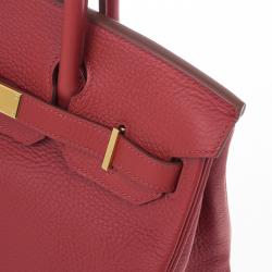 Hermes Geranium Taurillon Clemence Leather and Gold Hardware Birkin 30 CM