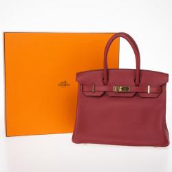 Hermes Geranium Taurillon Clemence Leather and Gold Hardware Birkin 30 CM