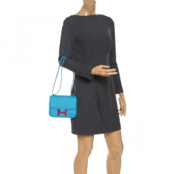 Pre Owned Hermes Lagon Leather Mini Palladium Hardware Constance Bag