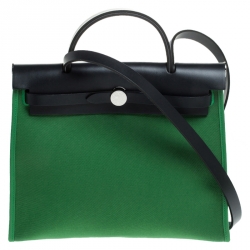 Hermès Hermès Herbag Zip 31 Canvas Handbag-Beige/Berry Red/Red Brown Silver  Hardware (Top Handle)