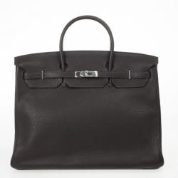 Hermes Brown Box Leather Birkin 40cm Satchel Bag