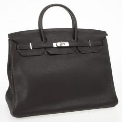 Hermes Birkin 40cm Togo Leather Darkbrown Handbag with Silver Hardware