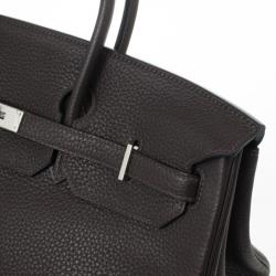 Hermes Birkin 40cm Togo Leather Darkbrown Handbag with Silver Hardware