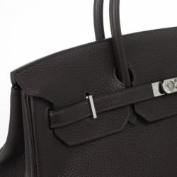 Hermes Birkin 40cm Togo Leather Darkbrown Handbag with Silver Hardware