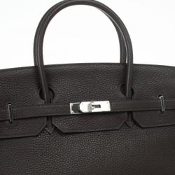 Hermes Birkin 40cm Togo Leather Darkbrown Handbag with Silver Hardware