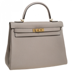 Pre Owned Hermes Gris Asphalt Togo Leather Gold Hardware Kelly Retourne 32 Bag
