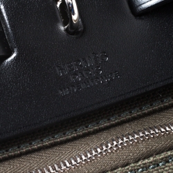 Pre Owned Hermes Khaki Green/Black Leather and Canvas Herbag Zip 39 Bag