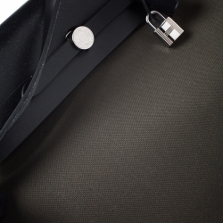 Pre Owned Hermes Khaki Green/Black Leather and Canvas Herbag Zip 39 Bag