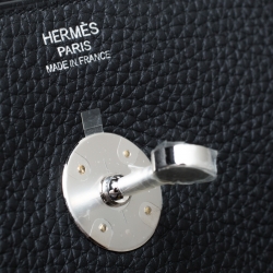 Pre Owned Hermes Black Taurillon Clemence Leather Lindy 30 Bag