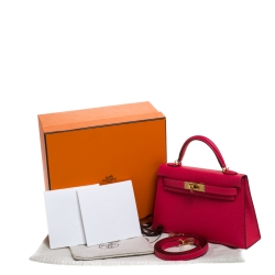 Pre Owned Hermes Red Vermillion Epsom Leather Gold Hardware Mini II Kelly Bag