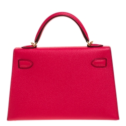 Pre Owned Hermes Red Vermillion Epsom Leather Gold Hardware Mini II Kelly Bag