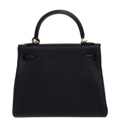 Pre Owned Hermes Black Togo Leather Gold Hardware Kelly Retourne 25 Bag