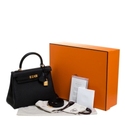 Pre Owned Hermes Black Togo Leather Gold Hardware Kelly Retourne 25 Bag