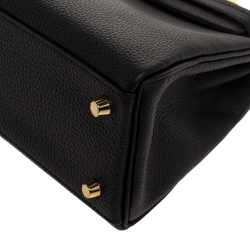 Pre Owned Hermes Black Togo Leather Gold Hardware Kelly Retourne 25 Bag