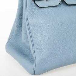 Hermes Blue Lin Clemence Leather Birkin 35 CM