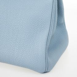 Hermes Blue Lin Clemence Leather Birkin 35 CM