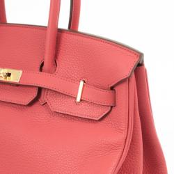Hermes Rose Jaipur Clemence Birkin Bag 35 CM