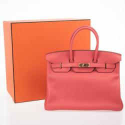 Hermes Rose Jaipur Clemence Birkin Bag 35 CM
