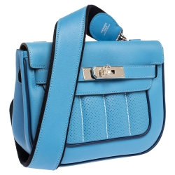 Pre Owned Hermes Blue Brighton Swift Leather Palladium Hardware Mini Berline Bag