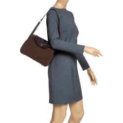 Pre Owned Hermès Cacao Grizzly and Swift Leather Gold Hardware Lindy 26 Bag