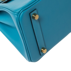 Hermes Ciel Swift Leather Gold Hardware Birkin 25 Bag