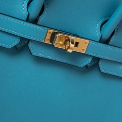 Hermes Ciel Swift Leather Gold Hardware Birkin 25 Bag