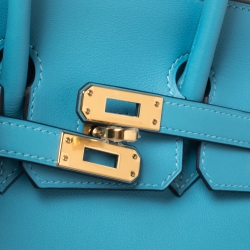 Hermes Ciel Swift Leather Gold Hardware Birkin 25 Bag