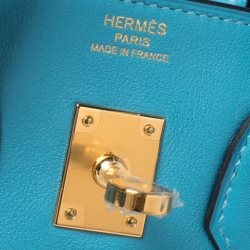 Hermes Ciel Swift Leather Gold Hardware Birkin 25 Bag