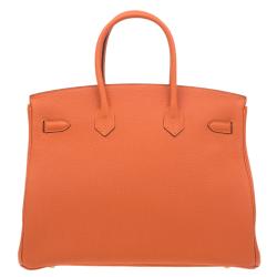 Hermes Orange Togo Leather Gold Hardware Birkin 35 Bag Hermes | TLC