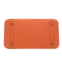 Pre Owned Hermes Orange Togo Leather Gold Hardware Birkin 35 Bag