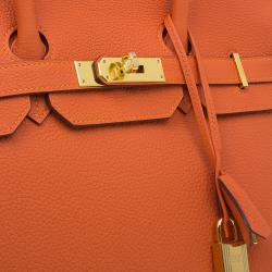 Pre Owned Hermes Orange Togo Leather Gold Hardware Birkin 35 Bag