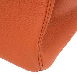 Pre Owned Hermes Orange Togo Leather Gold Hardware Birkin 35 Bag