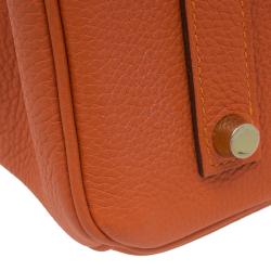 Pre Owned Hermes Orange Togo Leather Gold Hardware Birkin 35 Bag