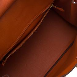 Pre Owned Hermes Orange Togo Leather Gold Hardware Birkin 35 Bag