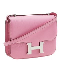 Pre Owned Hermes Bubblegum Epsom Leather Palladium Plated Hardware Constance 18 Bag