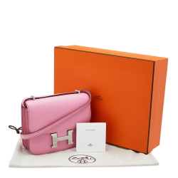 Pre Owned Hermes Bubblegum Epsom Leather Palladium Plated Hardware Constance 18 Bag