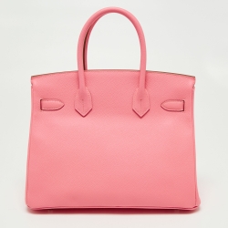 Hermes Rose Confetti Epsom Leather Palladium Finish Birkin 30 Bag