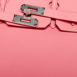 Hermes Rose Confetti Epsom Leather Palladium Finish Birkin 30 Bag