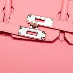 Hermes Rose Confetti Epsom Leather Palladium Finish Birkin 30 Bag