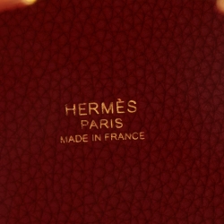 Pre Owned Hermes Rouge Piment Taurillon Maurice Leather Picotin Lock 18 Bag