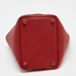 Pre Owned Hermes Rouge Piment Taurillon Maurice Leather Picotin Lock 18 Bag